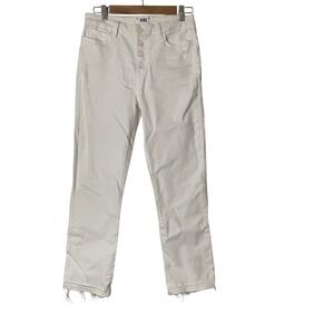 Paige White Women's Jeans Button Up Unhemmed Size 28 Cindy Crop